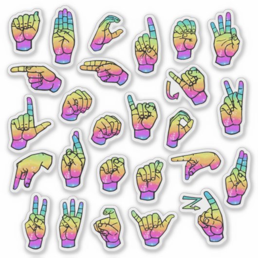 Rainbow ASL Alphabet – Educational & Expressive Aufkleber (Vorderseite)