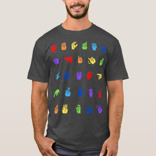 Rainbow ASL Alphabet Muster T-Shirt