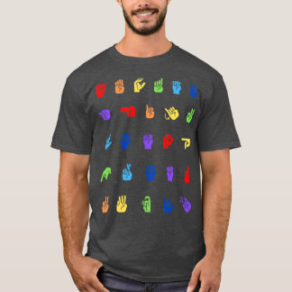 Rainbow ASL Alphabet Muster T-Shirt