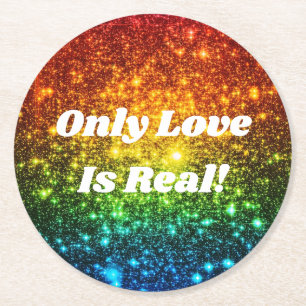 Rainbow Astral Glitter Nur Liebe ist Real Runder Pappuntersetzer
