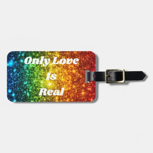 Rainbow Astral Glitzer nur Liebe ist real Gepäckanhänger (Vorderseite horizontal)