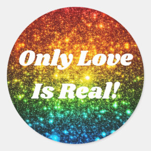 Rainbow Astral Glitzer nur Liebe ist real Runder Aufkleber