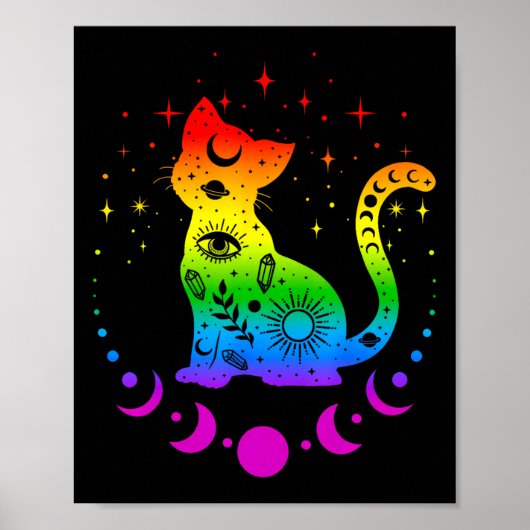 Rainbow Astrologie Kat Lgbt Gay Pride Flag Poster (Vorne)