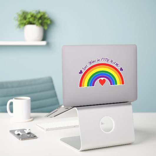 Rainbow Aufkleber (Laptop auf Schreibtisch)