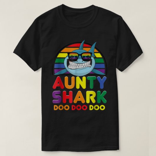 Rainbow Aunty Shark Sunglass Auntie Mother's Day T-Shirt (Design vorne)