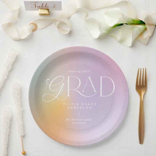 Rainbow aura moderne bunte Typografie grad Pappteller (Hochzeit)