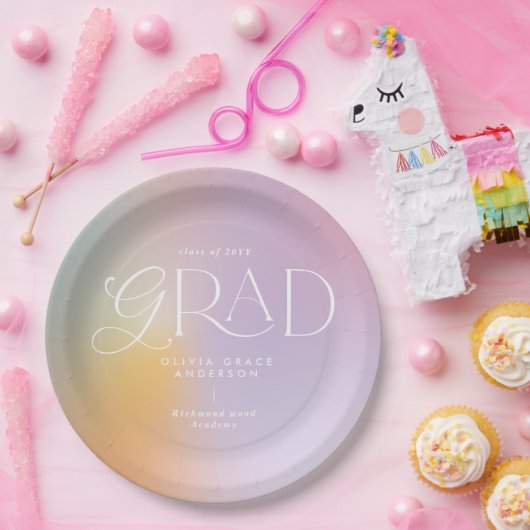 Rainbow aura moderne bunte Typografie grad Pappteller (Party)