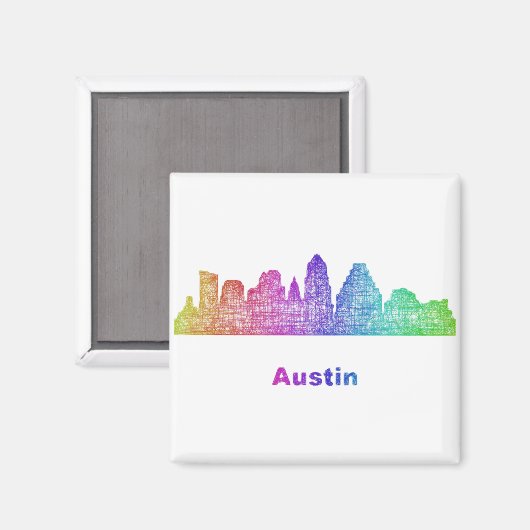 Rainbow Austin skyline Magnet (Vorderseite/Rückseite)