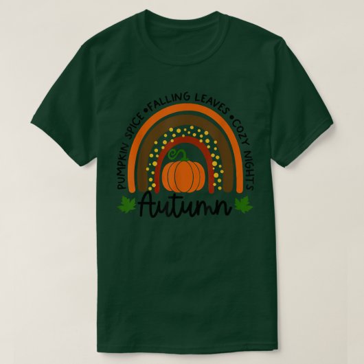 Rainbow Autumn Pumpkin Gewürz Fallende Blätter Gem T-Shirt (Design vorne)