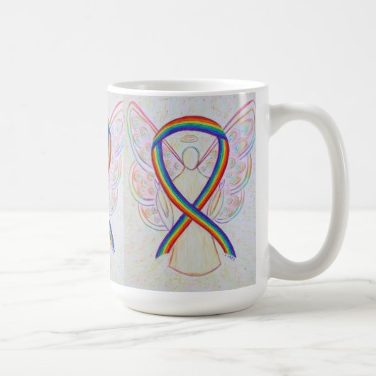 Rainbow Awareness Ribbon Angel Art Tasse (Rechts)
