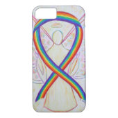 Rainbow Awareness Ribbon Angel Custom iPhone7 Fall Case-Mate iPhone Hülle (Rückseite)