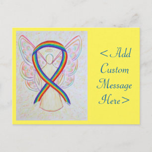 Rainbow Awareness Ribbon Angel Custom Postcard Postkarte