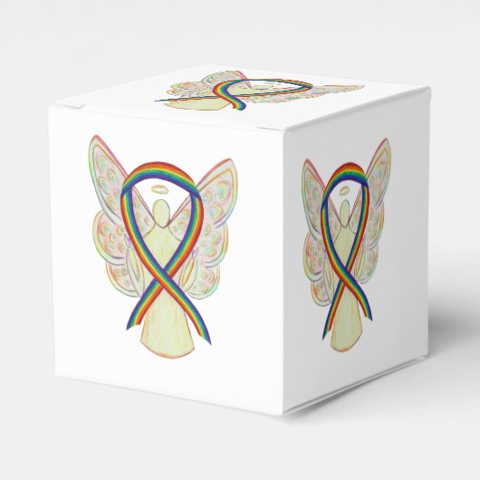 Rainbow Awareness Ribbon Angel Gastgeschenk Box Geschenkschachtel (Vorderseite)