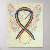 Rainbow Awareness Ribbon Angel Poster Art Print (Vorne)