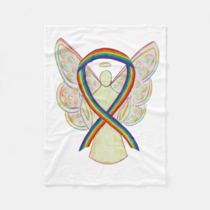 Rainbow Awareness Ribbon Angel Soft Blanket Fleecedecke
