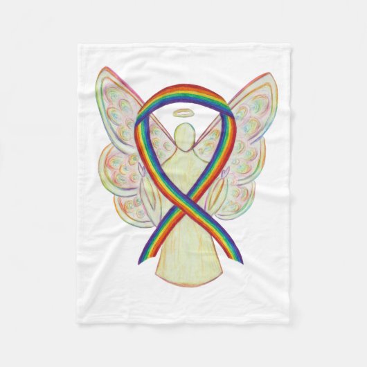 Rainbow Awareness Ribbon Angel Soft Blanket Fleecedecke (Vorderseite)