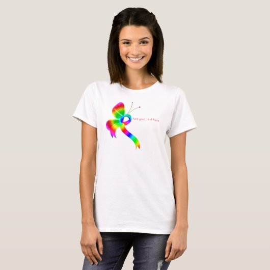Rainbow Awareness Ribbon Butterfly T - Shirt (Vorne ganz)