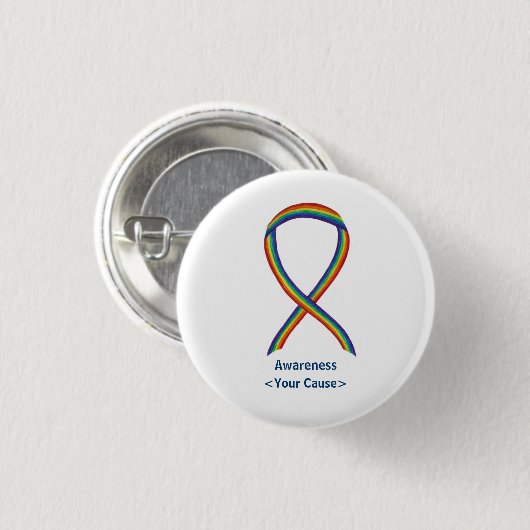 Rainbow Awareness Ribbon Custom Art Buttone Button (Vorne & Hinten)