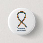Rainbow Awareness Ribbon Custom Art Buttone Button (Vorderseite)