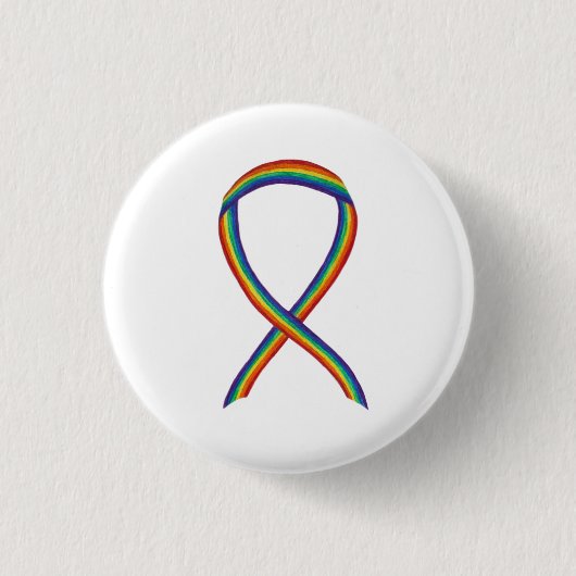Rainbow Awareness Ribbon Custom Art Buttone Button (Vorderseite)