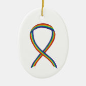 Rainbow Awareness Ribbon Custom Holiday Ornament (Vorne)