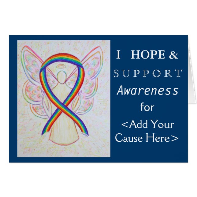 Rainbow Awareness Ribbon Custom Ursache Engel Card (Vorderseite (Horizontal))