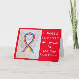Rainbow Awareness Ribbon Custom Ursache Engel Card Karte