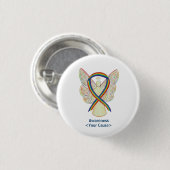 Rainbow Awareness Ribbon Engel Custom Art Buttone Button (Vorne & Hinten)