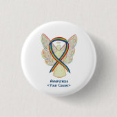 Rainbow Awareness Ribbon Engel Custom Art Buttone Button (Vorderseite)