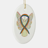 Rainbow Awareness Ribbon Engel Custom Art Keramik Ornament (Rechts)