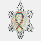 Rainbow Awareness Ribbon Engel Maßgeschneiderte Ei Schneeflocken Zinn-Ornament (Rechts)