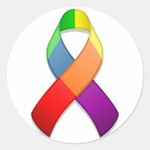 Rainbow Awareness Ribbon II Round Sticker