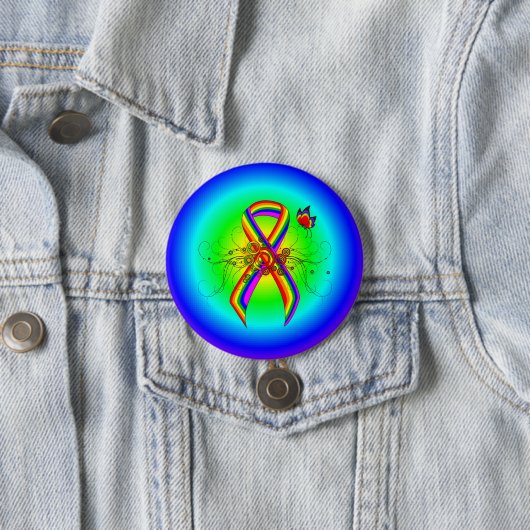 Rainbow Awareness Ribbon mit Butterfly Button (Beispiel)