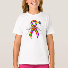 Rainbow Awareness Ribbon mit Butterfly T-Shirt