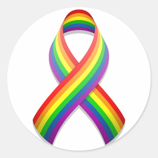 Rainbow Awareness Ribbon Round Sticker (Vorderseite)