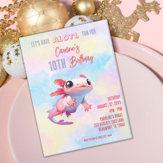 Rainbow axolotmädchen Geburtstag Einladung