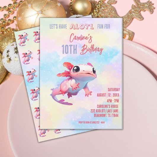 Rainbow axolotmädchen Geburtstag Einladung