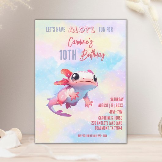 Rainbow axolotmädchen Geburtstag Einladung