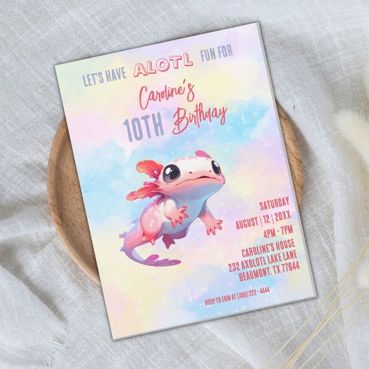 Rainbow axolotmädchen Geburtstag Einladung