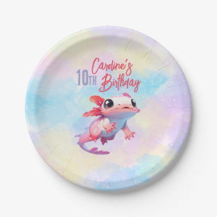 Rainbow axolotmädchen Geburtstag Pappteller