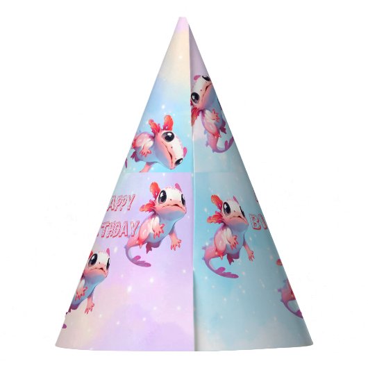 Rainbow axolotmädchen Geburtstag Partyhütchen (Rückseite)