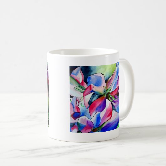Rainbow Azalea Blume Original Aquarellmalerei Kaffeetasse (VorderseiteRechts)