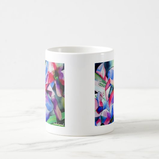 Rainbow Azalea Blume Original Aquarellmalerei Kaffeetasse (Mittel)