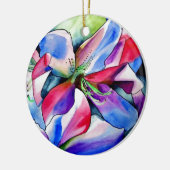 Rainbow Azalea Blume Original Aquarellmalerei Keramik Ornament (Links)