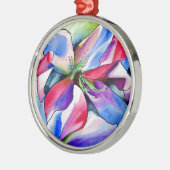 Rainbow Azalea Blume Original Aquarellmalerei Ornament Aus Metall (Links)