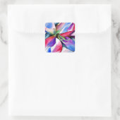 Rainbow Azalea Blume Original Aquarellmalerei Quadratischer Aufkleber (Tasche)