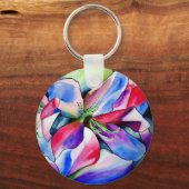 Rainbow Azalea Blume Original Aquarellmalerei Schlüsselanhänger (Vorderseite)