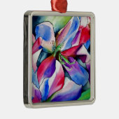 Rainbow Azalea Blume Original Aquarellmalerei Silbernes Ornament (Rechts)