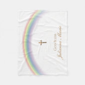 Rainbow Baby Baptism Cross Gold Crucifix Netting Fleecedecke (Vorderseite)