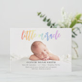 Rainbow Baby Birth Announcement Little Miracle Ankündigung (Stehend Vorderseite)